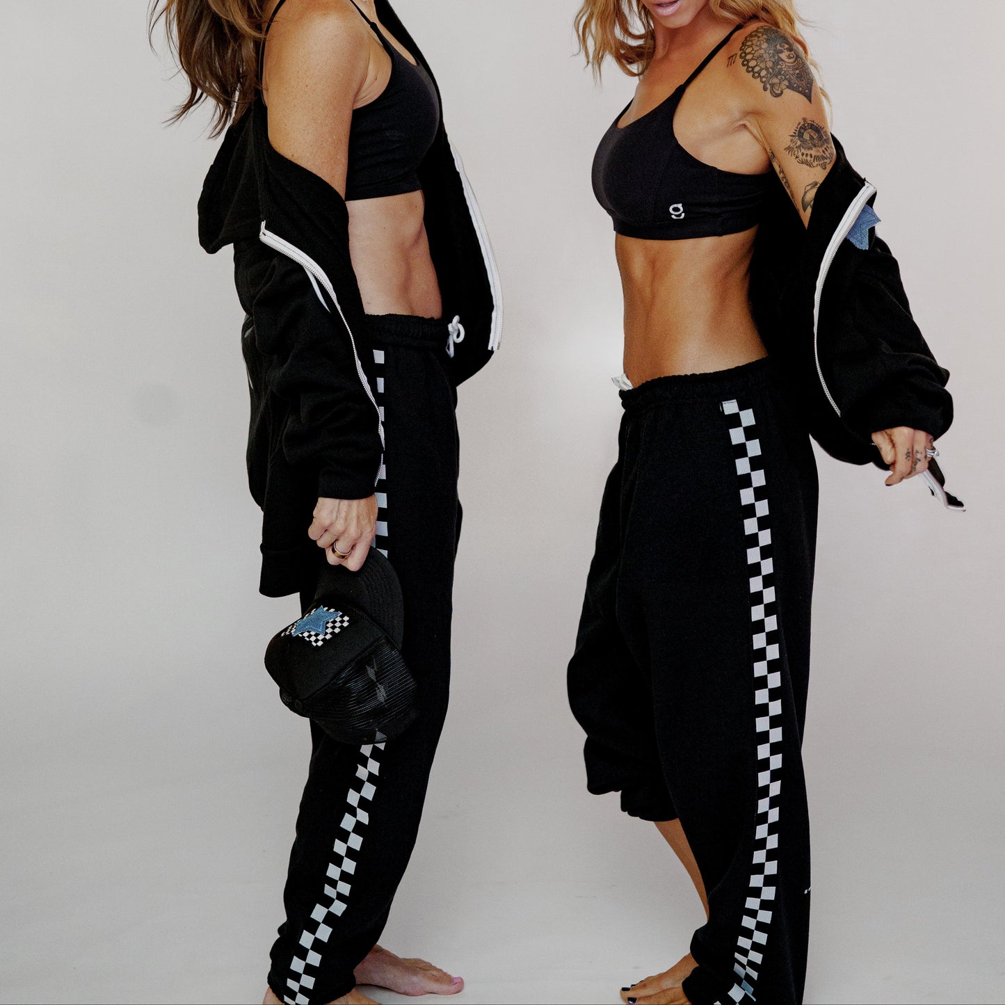 Checkered Side Stripe Sweatpants